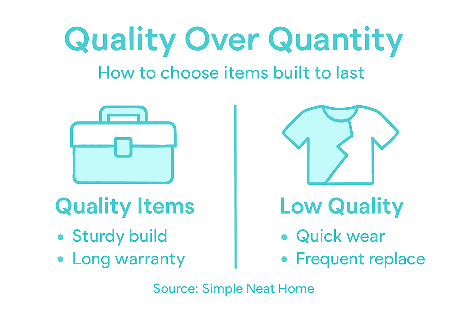 Infographic showing how to choose quality items