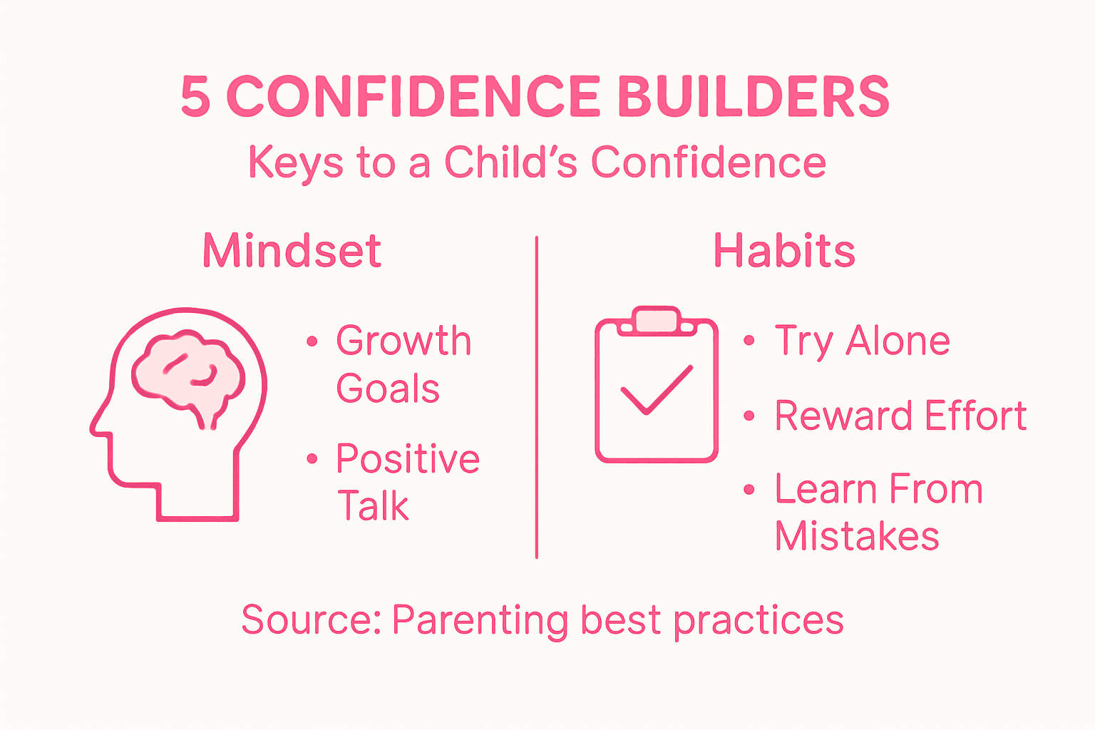 Infographic of five child confidence tips