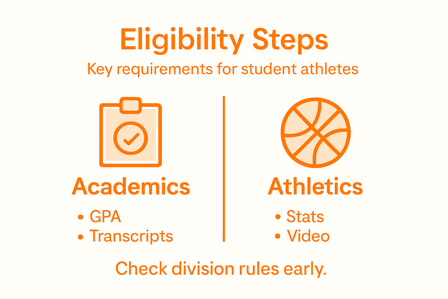 Infographic showing eligibility steps for athletes