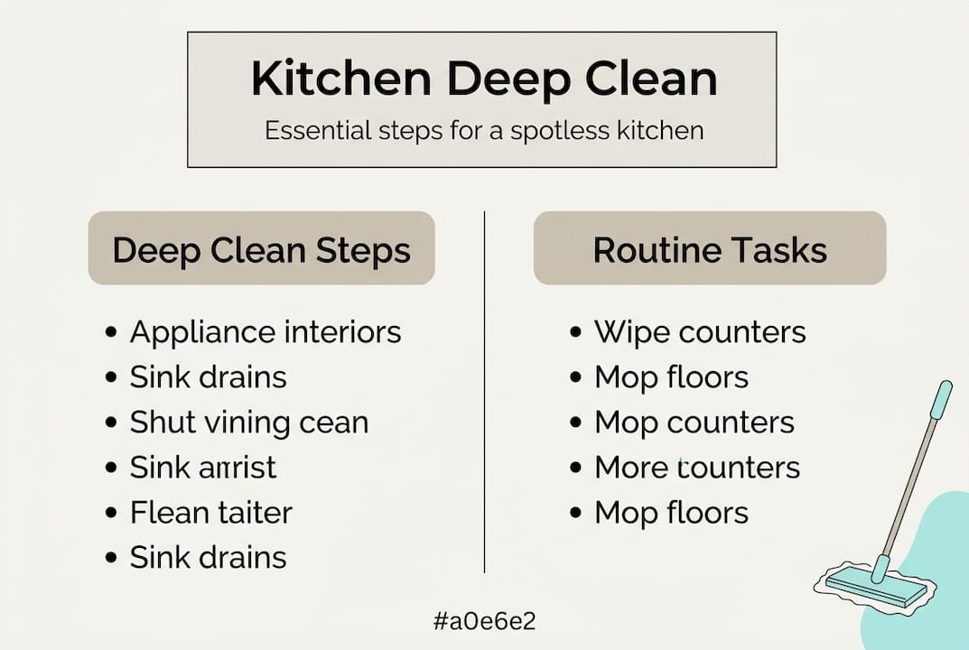 Infographic showing kitchen cleaning steps