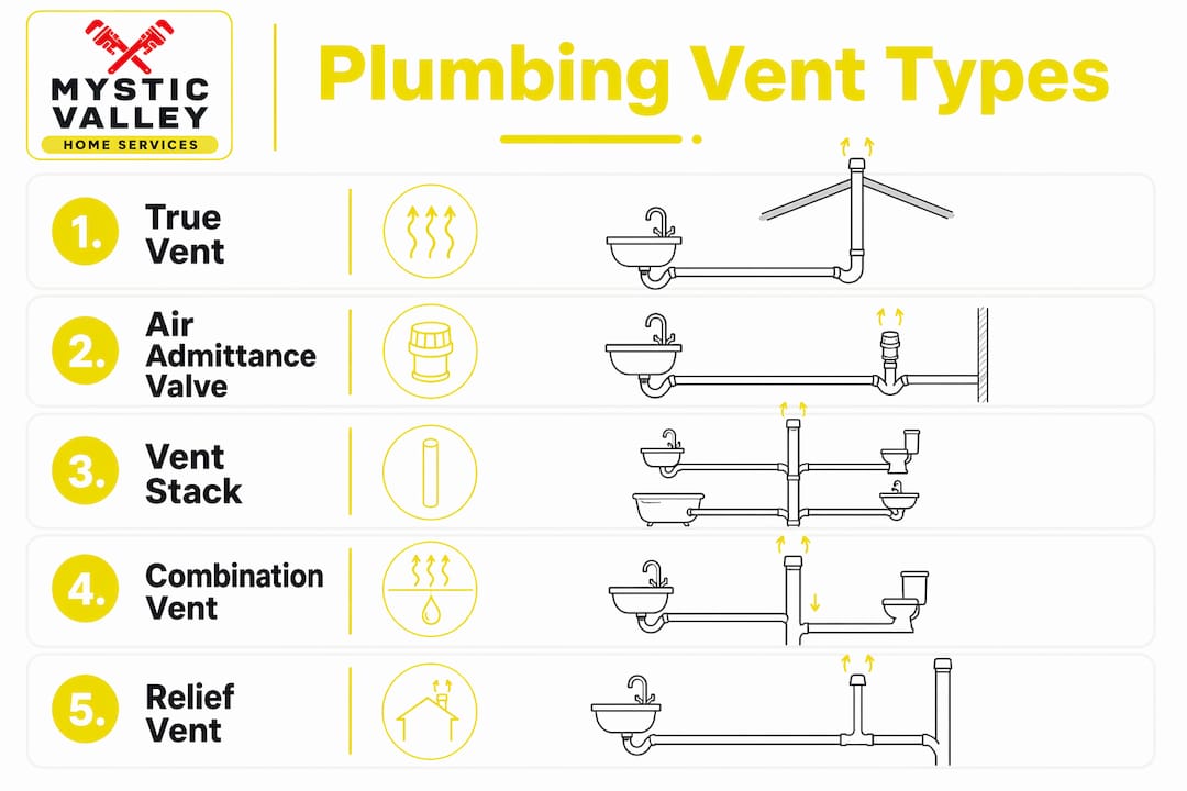 Infographic showing types of plumbing vents