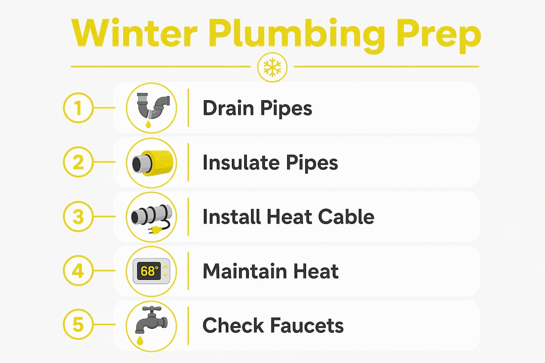 Infographic listing winter plumbing preparation steps
