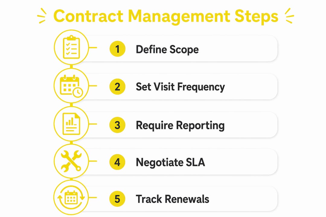 Infographic showing plumbing contract management steps