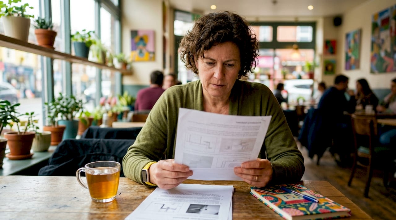 Homeowner reviewing printed plumbing inspection report