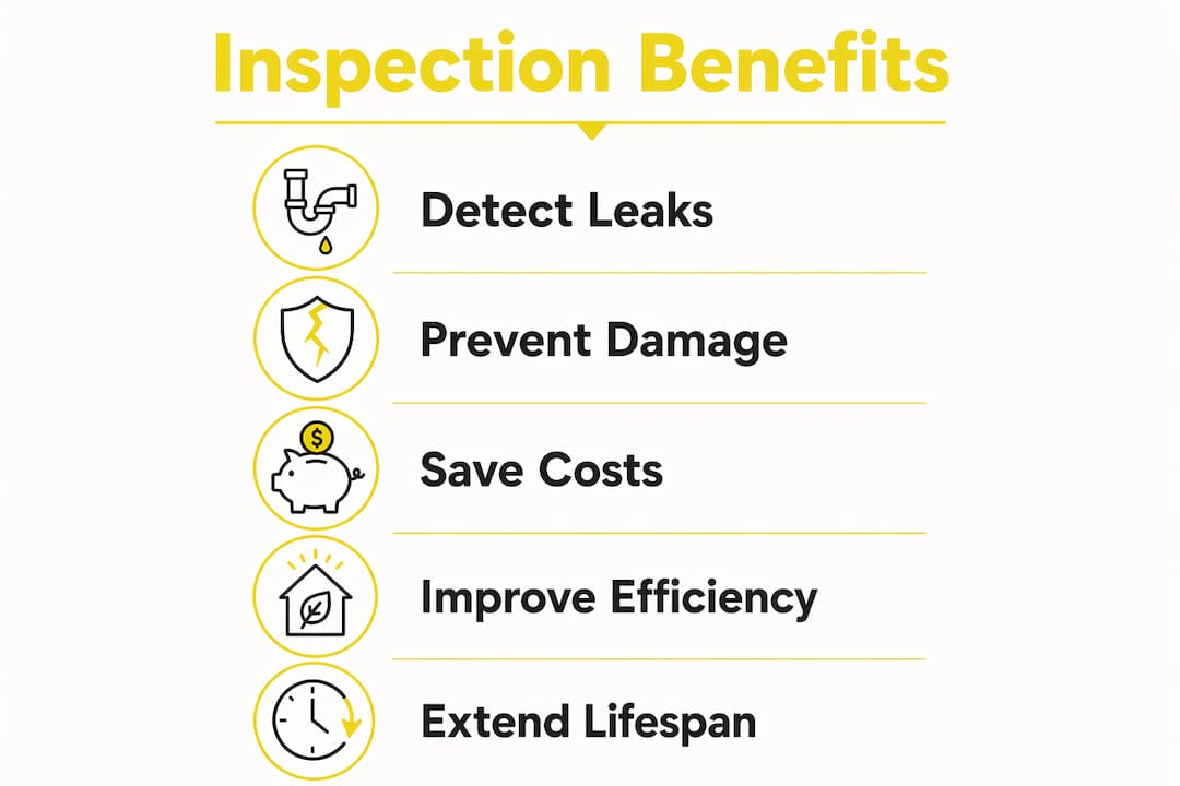 Infographic summarizing plumbing inspection benefits