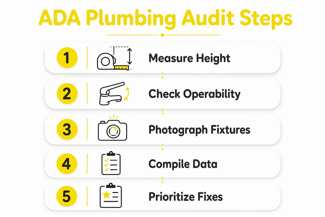 Infographic illustrating ADA plumbing audit steps
