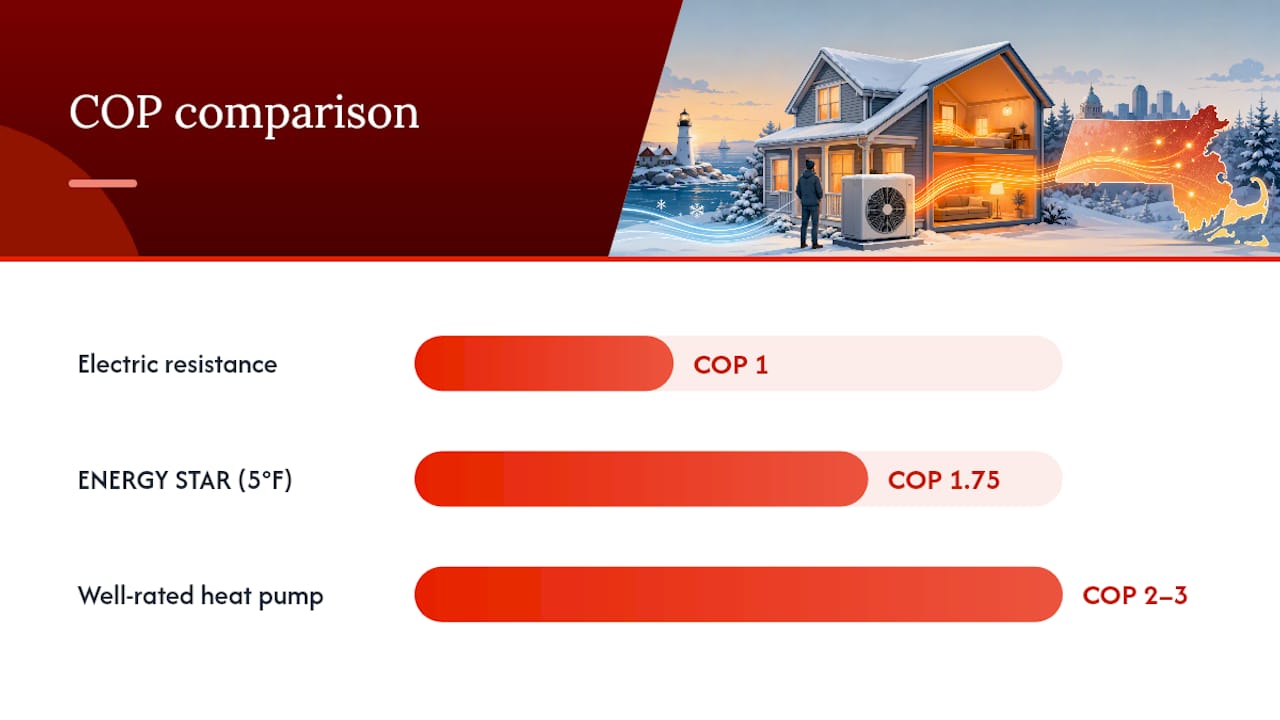 Heat pump COP benchmark comparison