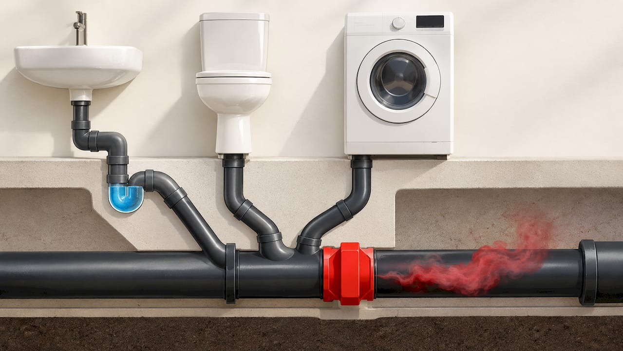 Illustration of plumbing warning signs