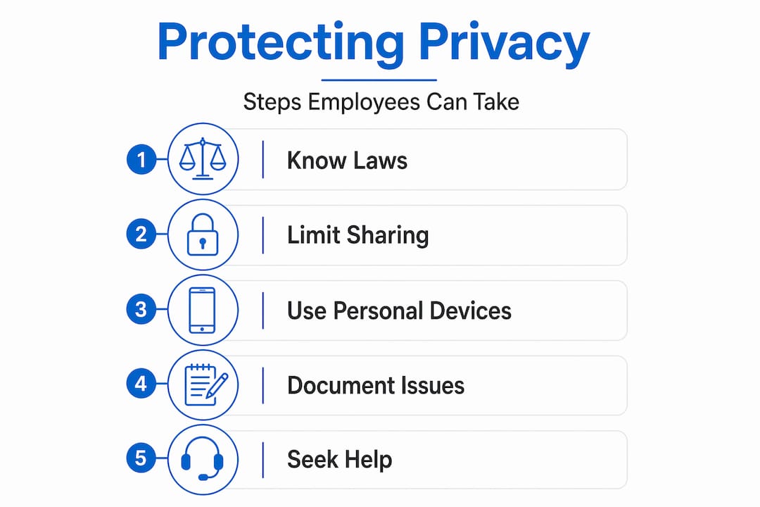 Infographic outlining steps for employee privacy protection