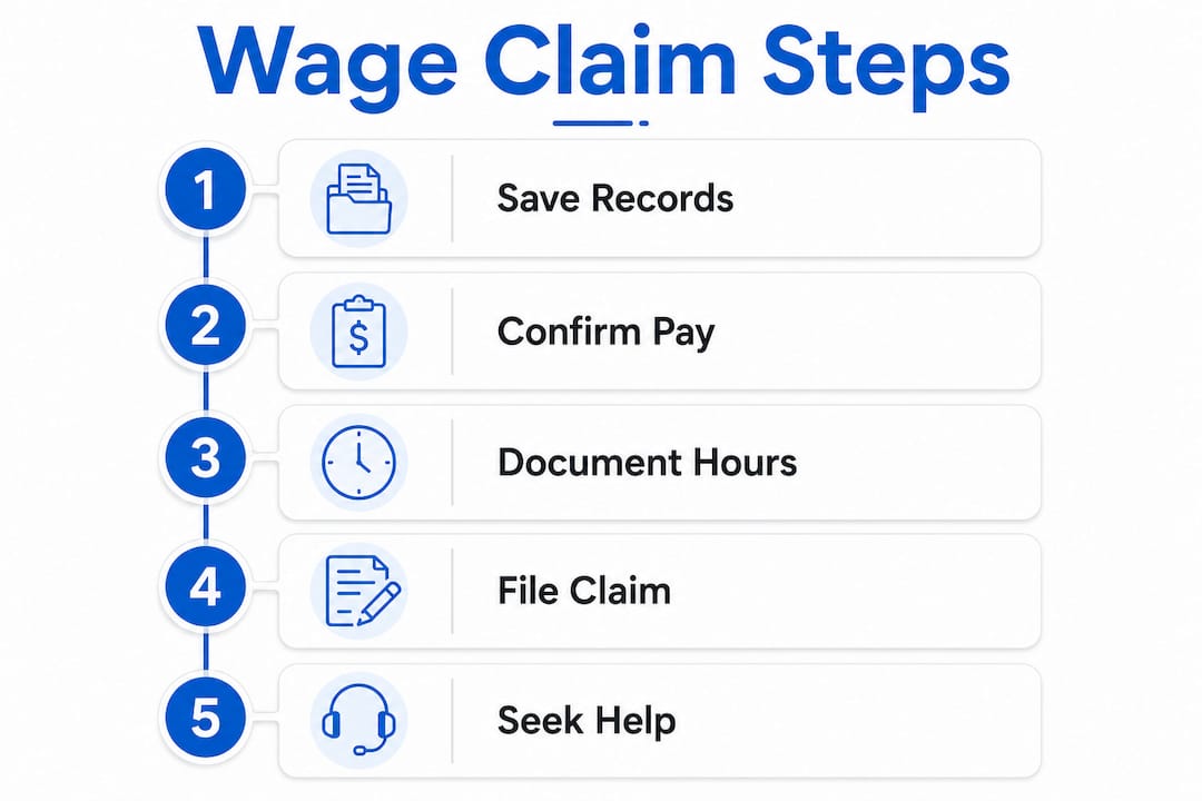 Infographic showing wage claim filing steps