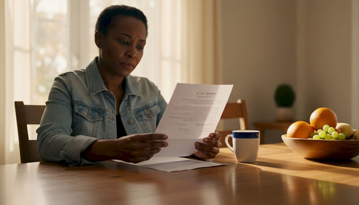 Hands holding phone showing wage text conversation