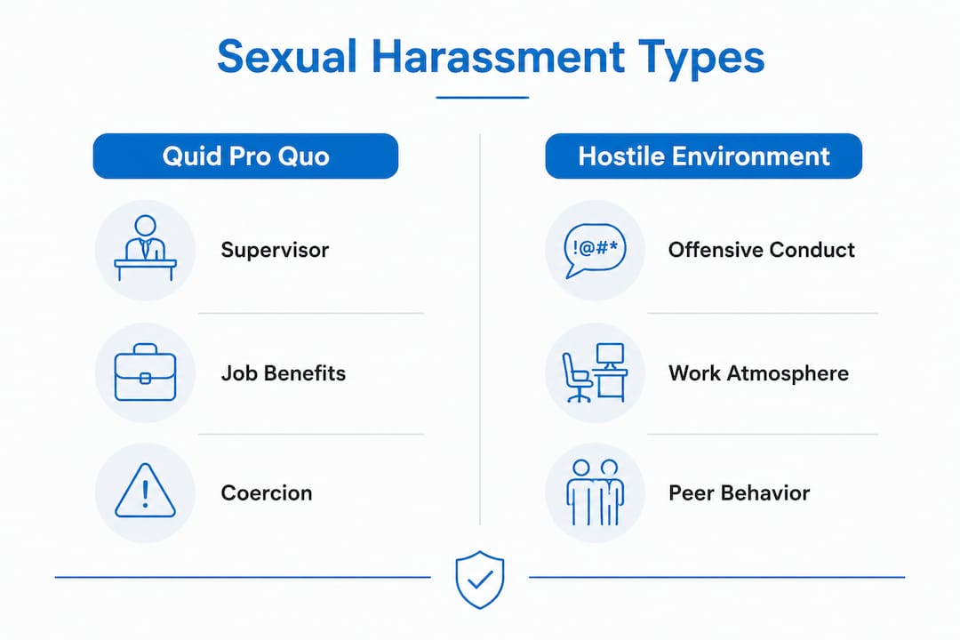 Infographic comparing two sexual harassment types in workplace