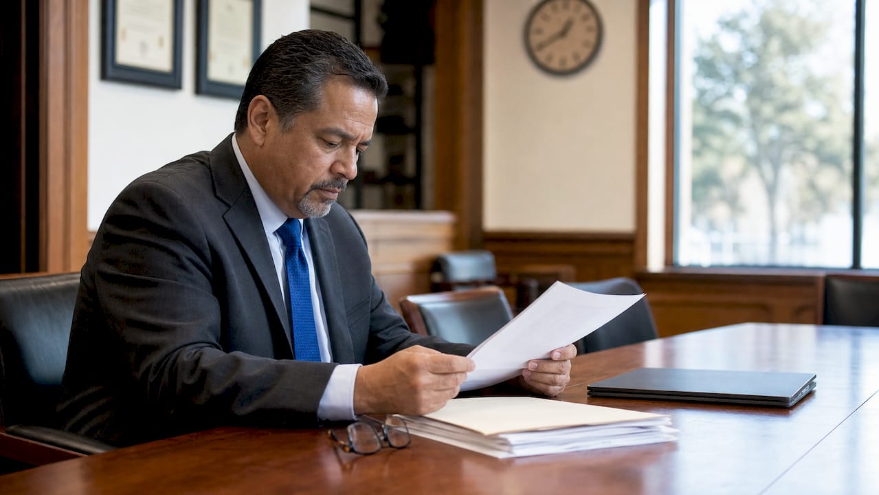 NLRB agent reviewing documents during investigation
