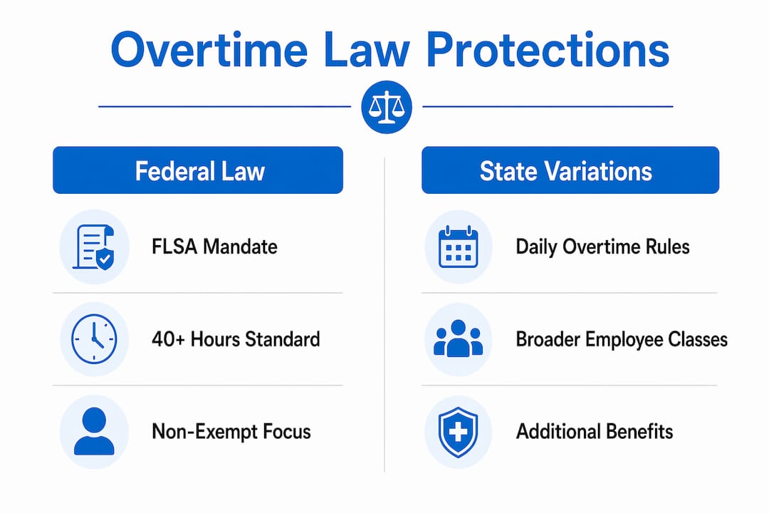 Infographic comparing federal and state overtime protections