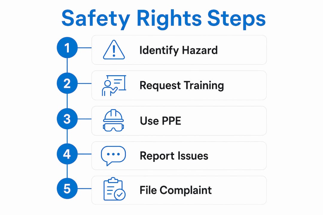 Infographic showing key steps of construction safety rights