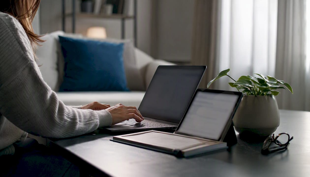Hands exporting chat log from device