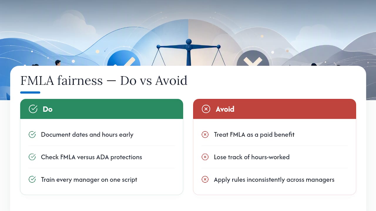 A Workplace Fairness Perspective on FMLA Pitfalls — overview diagram