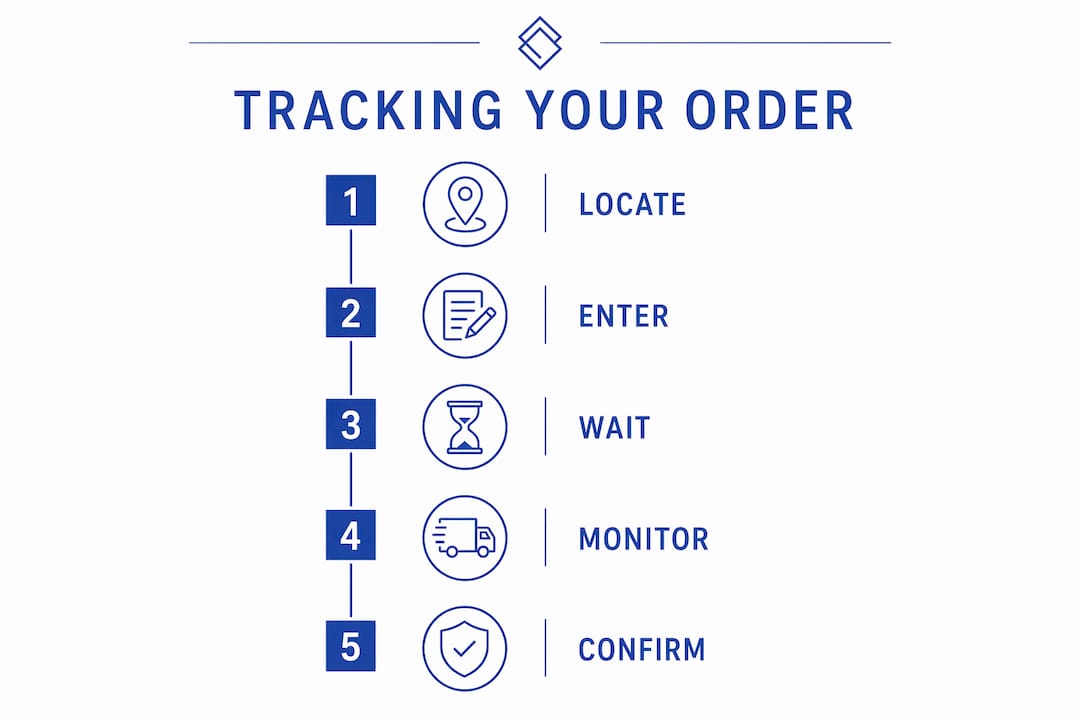 Infographic showing silver jewelry order tracking steps