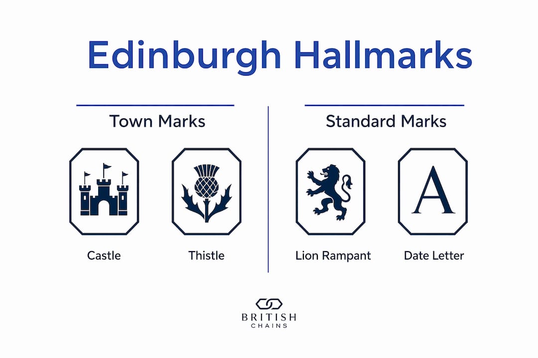 Infographic showing Edinburgh hallmark types comparison