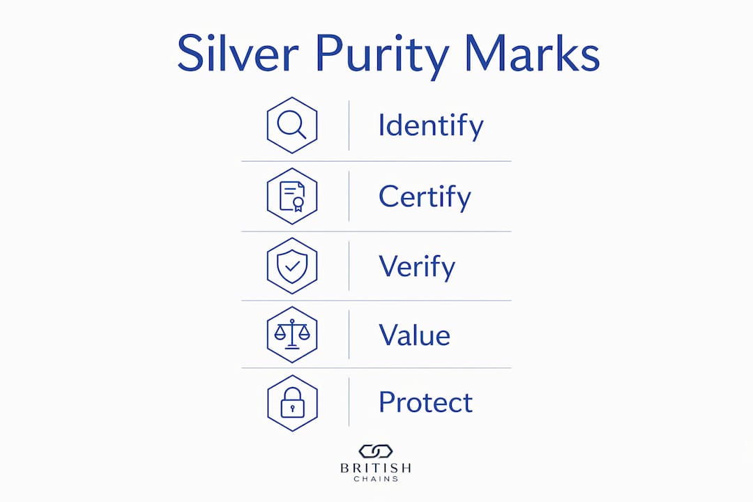 Infographic showing steps related to silver purity marks
