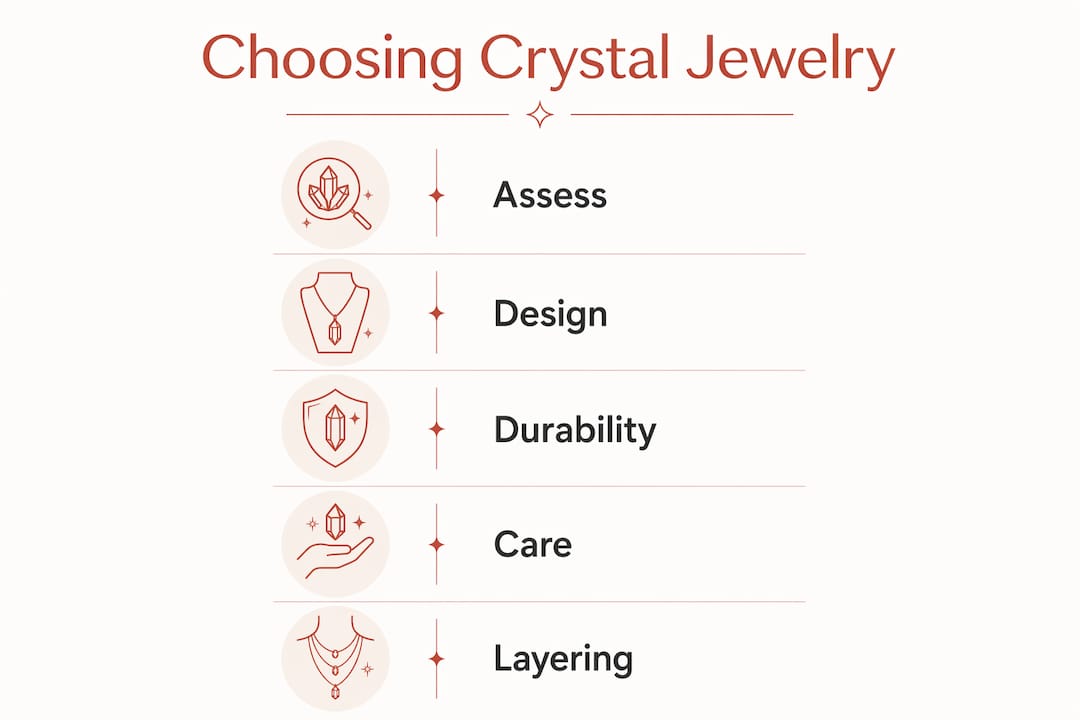Infographic on choosing crystal jewelry steps