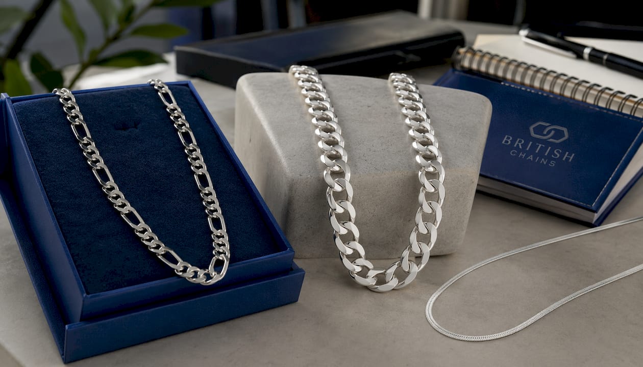 8mm Sterling Silver 925 Thick Figaro Chain Necklace | Polished Diamond Cut