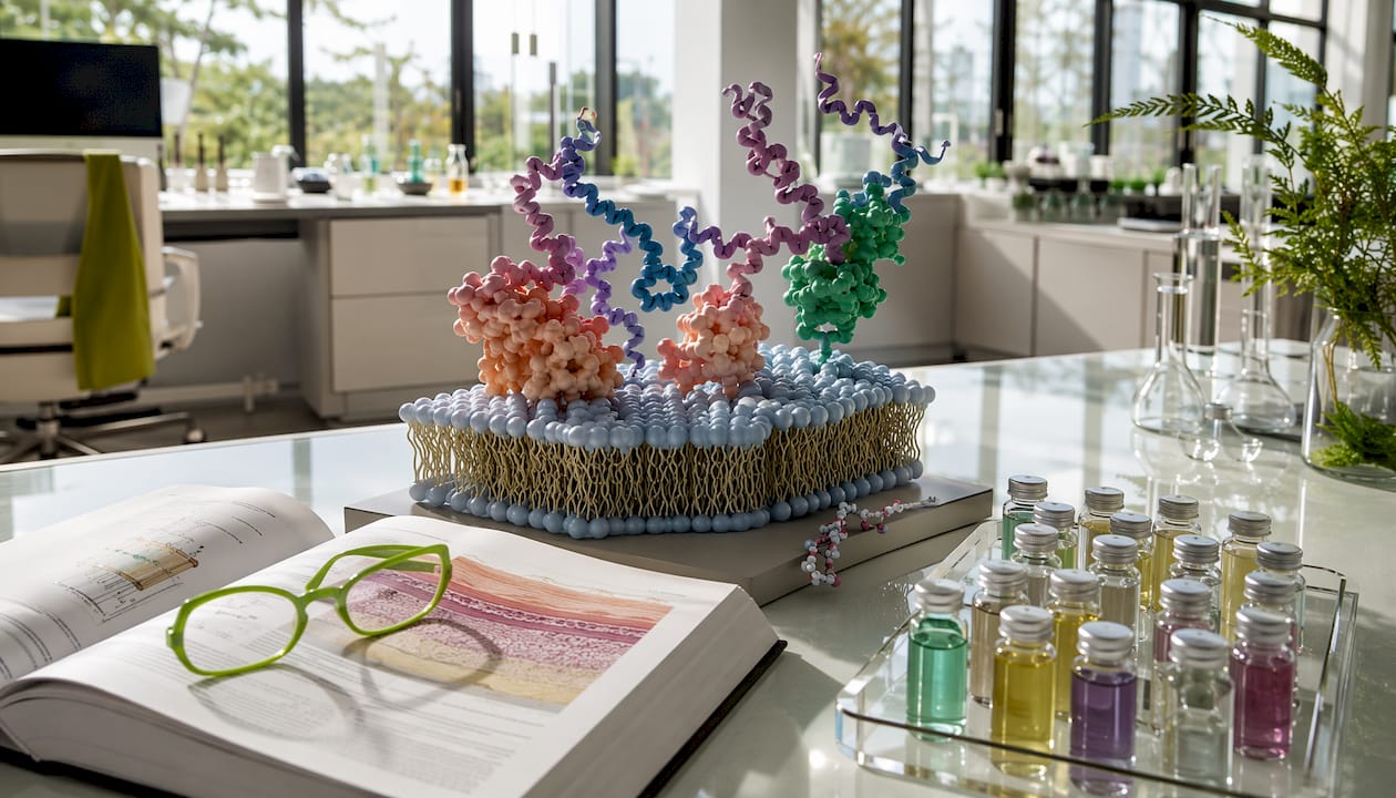 Molecular model of peptides interacting with skin cells