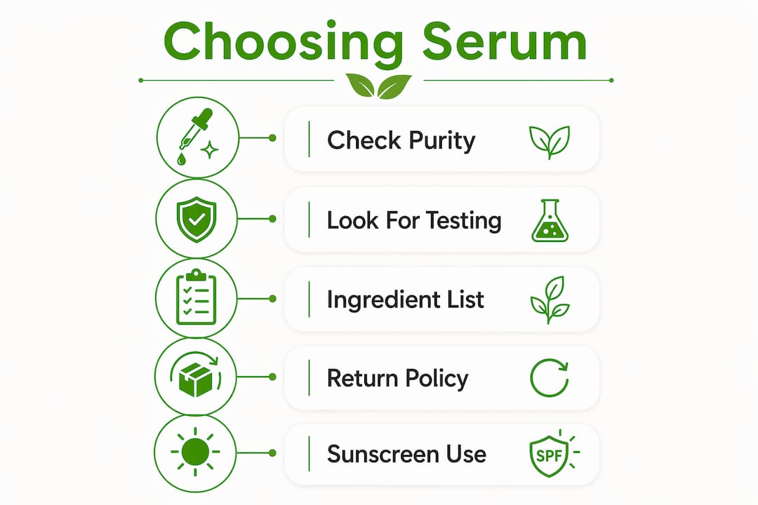 Infographic on steps to choose copper peptide serum