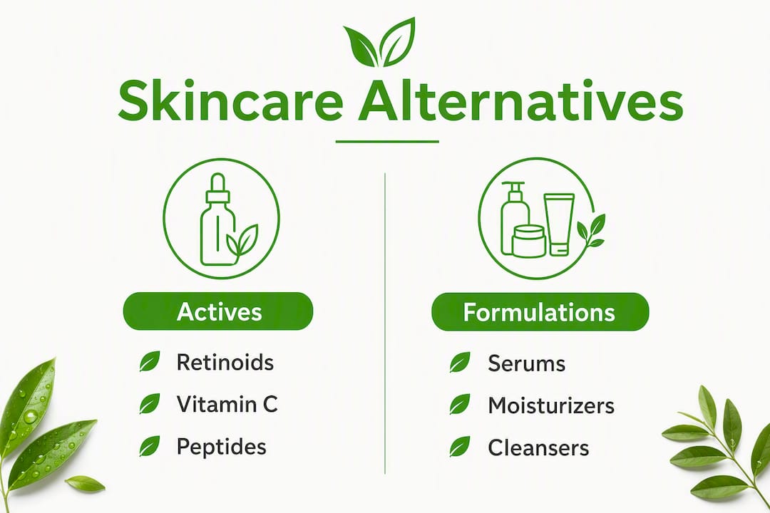 Infographic comparing skincare alternatives categories