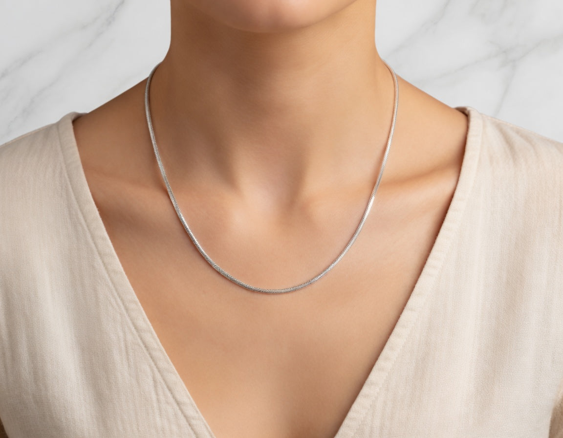 2mm Sterling Silver 925 Snake Chain Necklace – 18 Inch Womens & Girls | Polished Diamond Cut Hypoallergenic