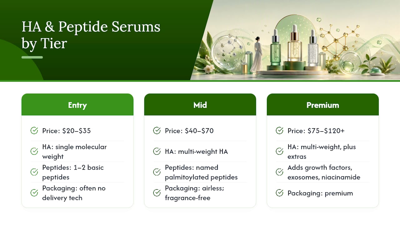 The best combined HA and peptide serums in the U.S. market — overview diagram