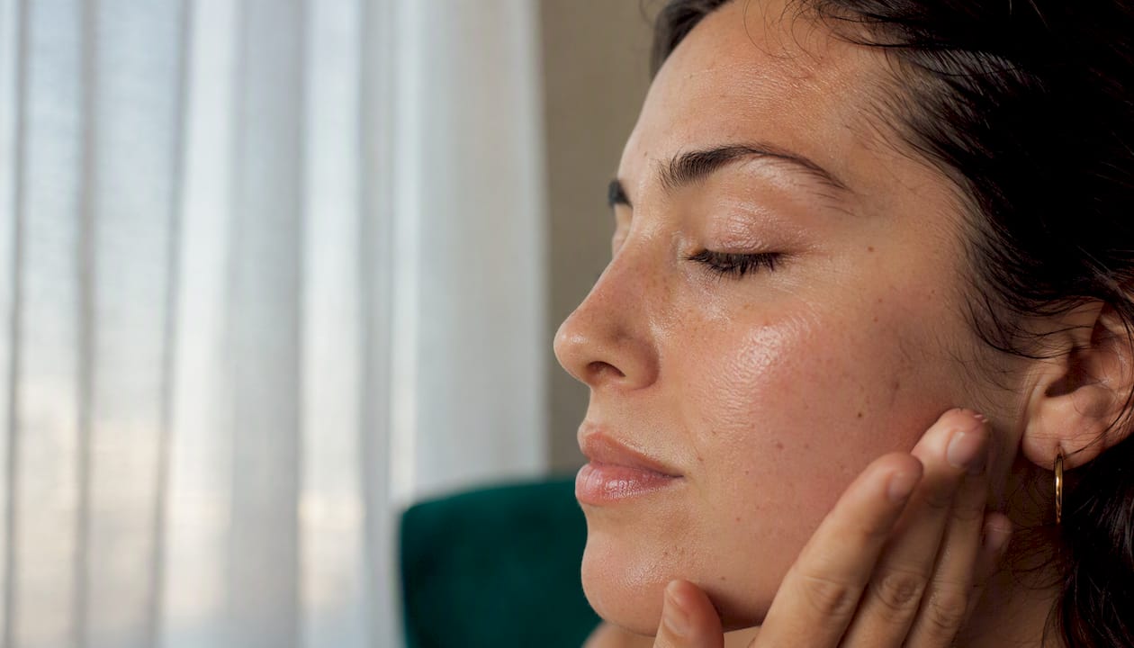 Macro of hydrated skin texture