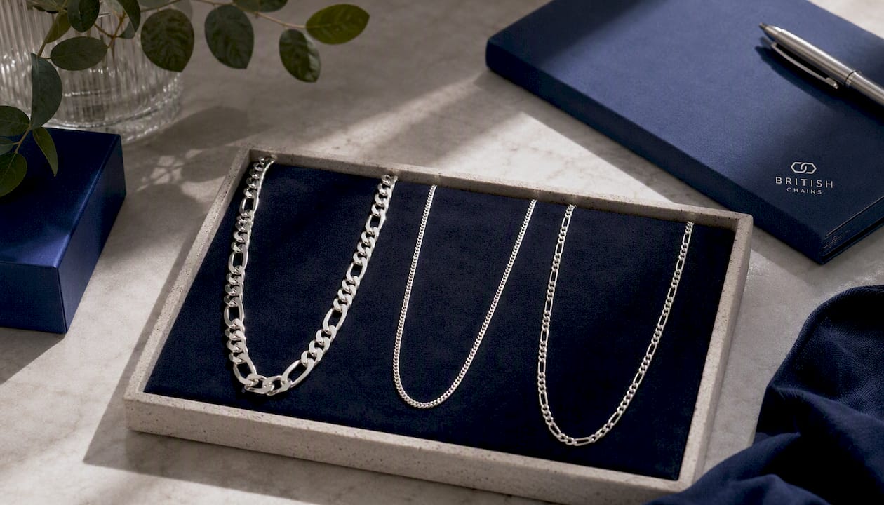 8mm Sterling Silver 925 Thick Figaro Chain Necklace | Polished Diamond Cut
