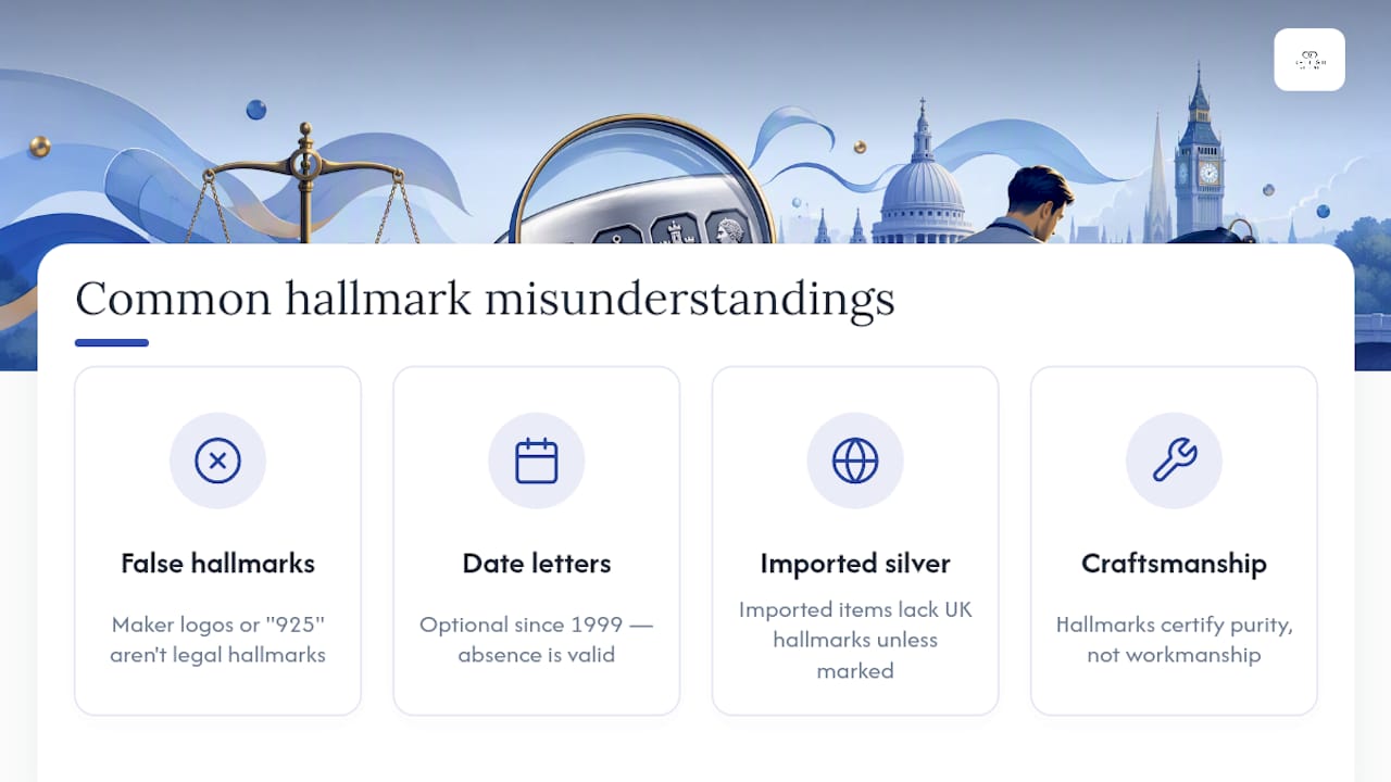 Diagram of frequent UK hallmark mistakes