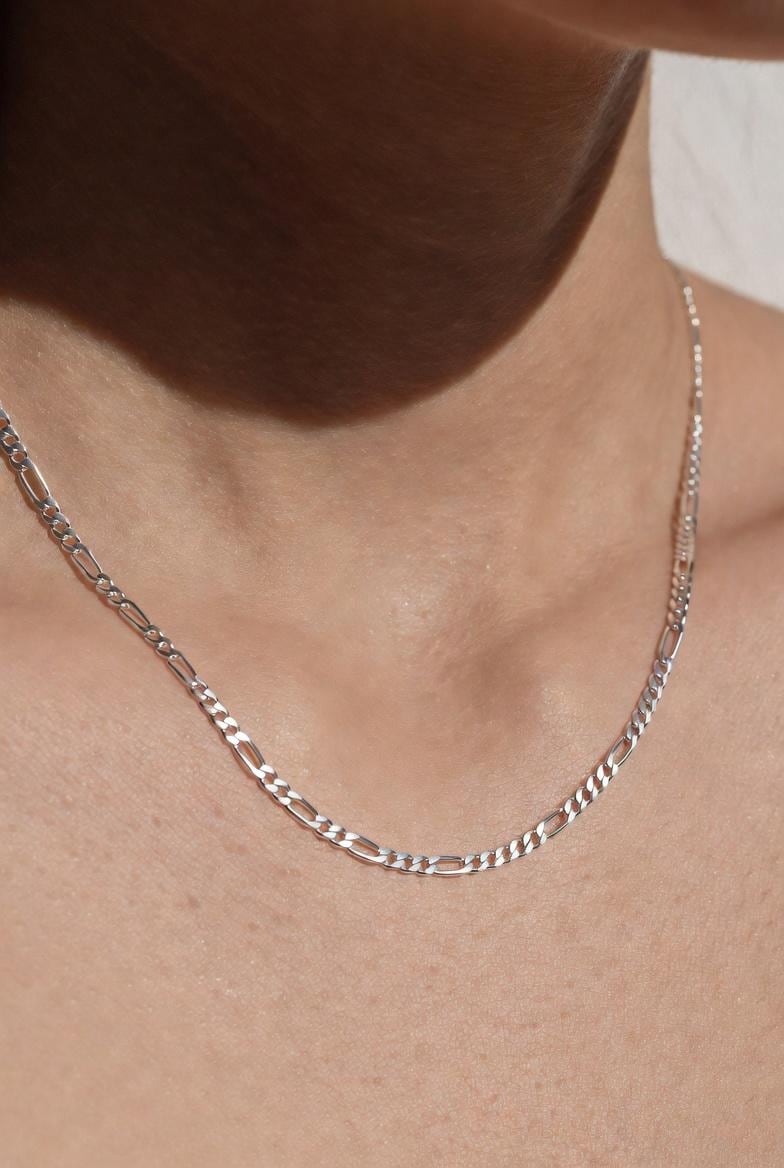 2mm Sterling Silver 925 Figaro Chain Necklace – Mens Womens Unisex | Polished Diamond Cut Multiple Lengths