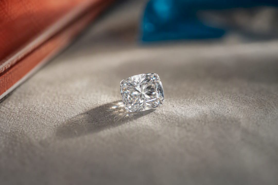 Close-up of sparkling cubic zirconia gemstone