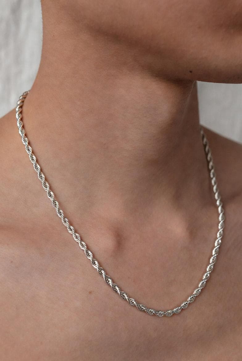 4mm Sterling Silver 925 Twisted Rope Chain Necklace – Diamond Cut Unisex Mens Womens | Multiple Lengths
