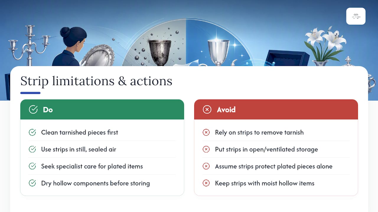 What anti tarnish strips can't do for your silver — overview diagram