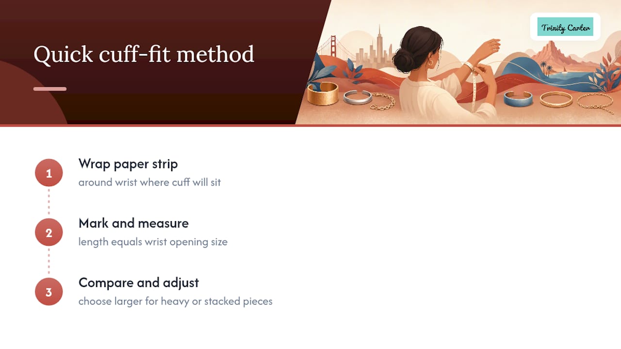 Two-step cuff bracelet measurement guide