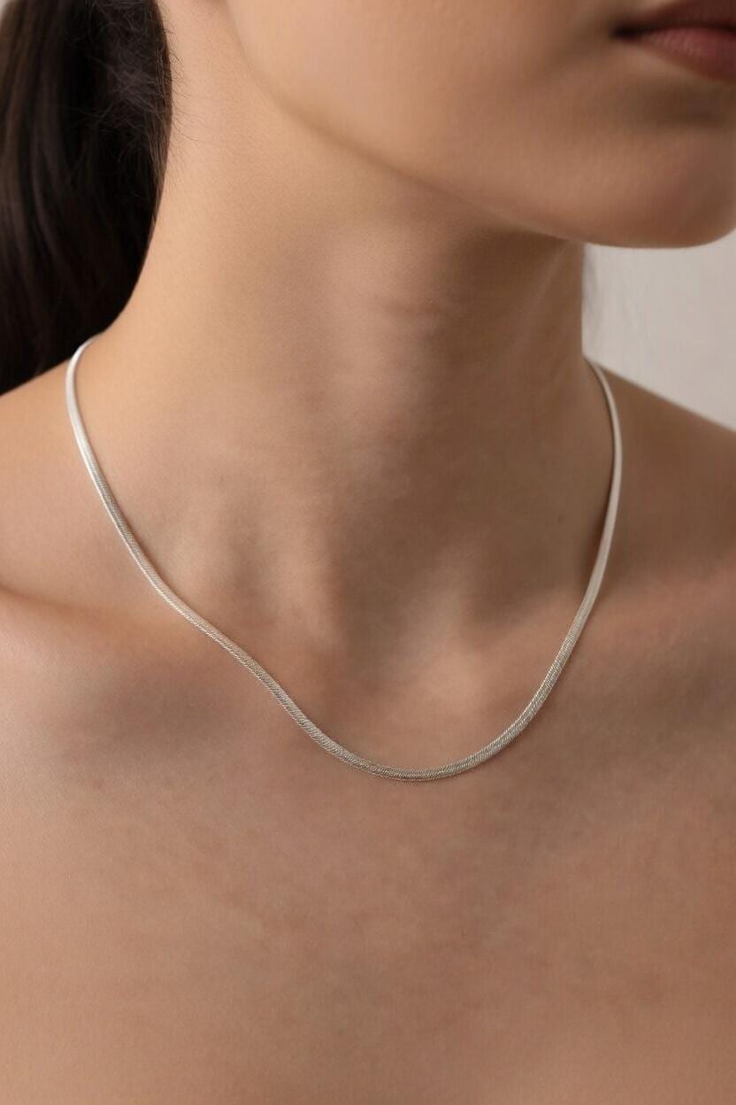 2mm Sterling Silver 925 Herringbone Chain Necklace – Womens & Girls | Polished Diamond Cut Multiple Lengths