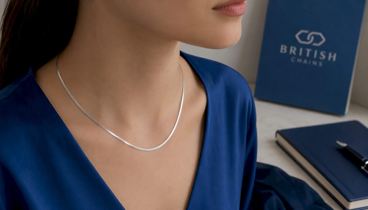 2mm Sterling Silver 925 Herringbone Chain Necklace – Womens & Girls | Polished Diamond Cut Multiple Lengths