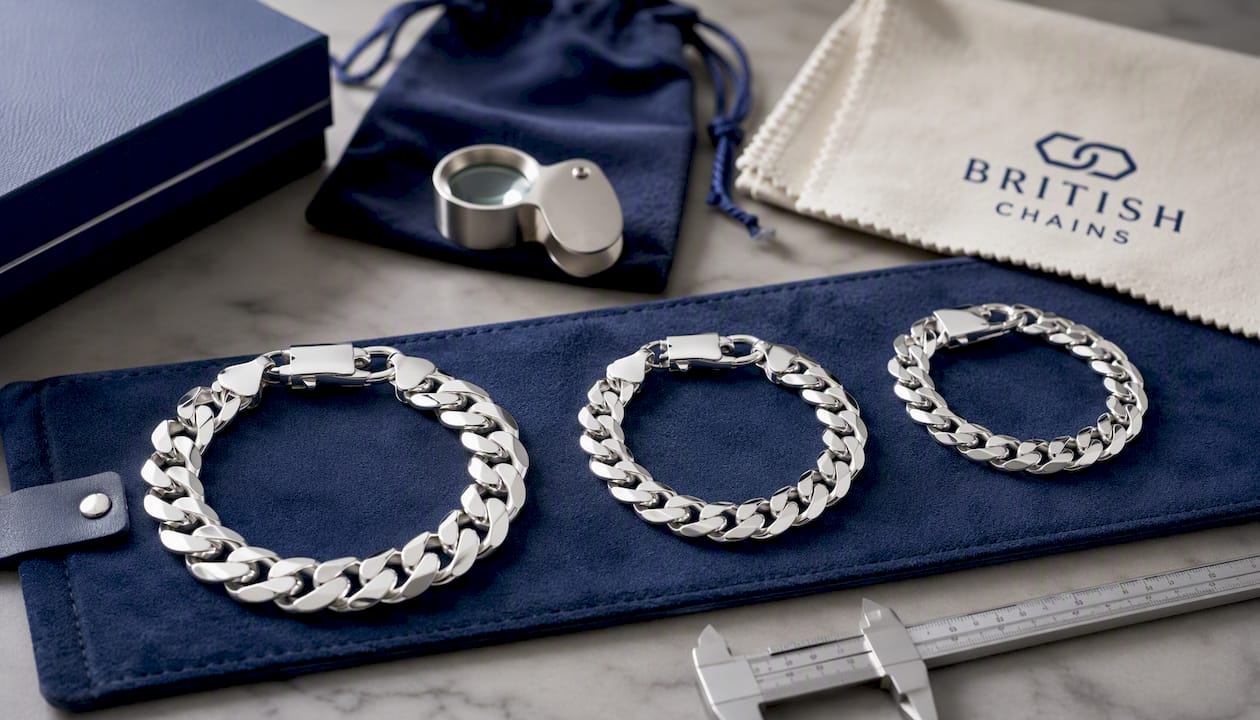 12mm Sterling Silver 925 Thick Curb Chain Bracelet – Mens & Boys | Polished Diamond Cut 20cm
