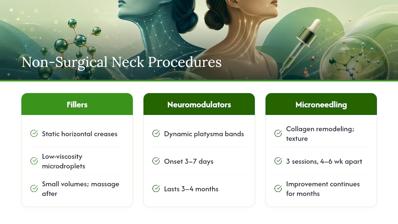 Comparison of neck treatment approaches and timelines
