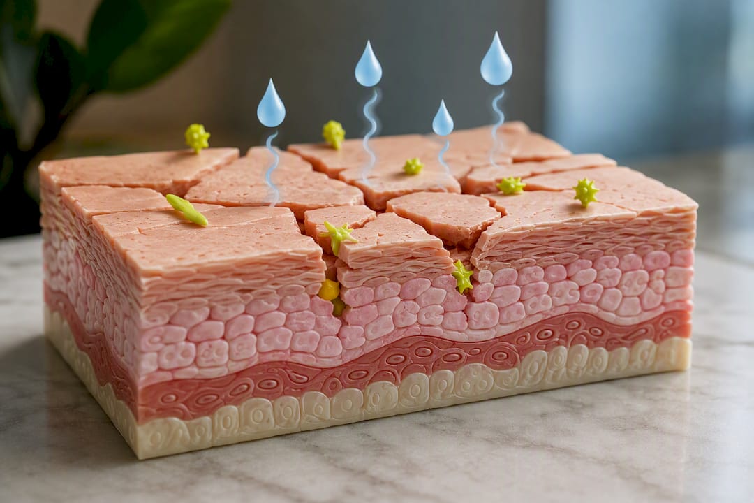 Illustration of compromised skin barrier
