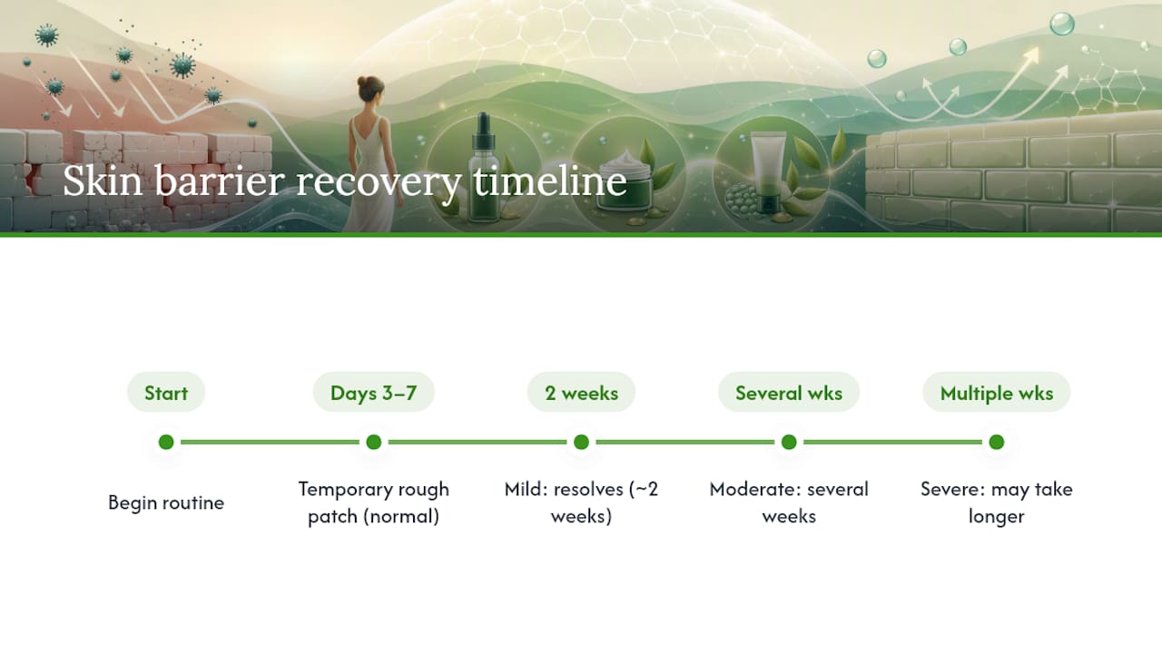 Skin barrier recovery timeline by severity