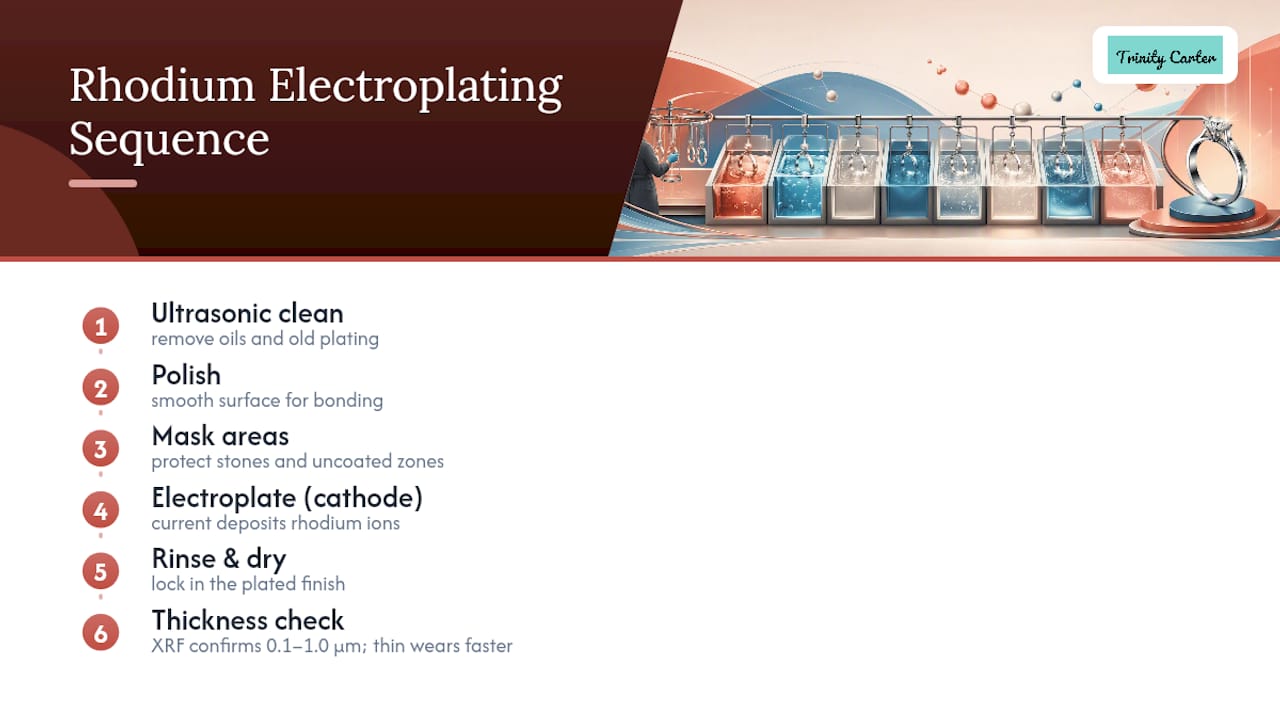 Rhodium plating process and thickness measurement