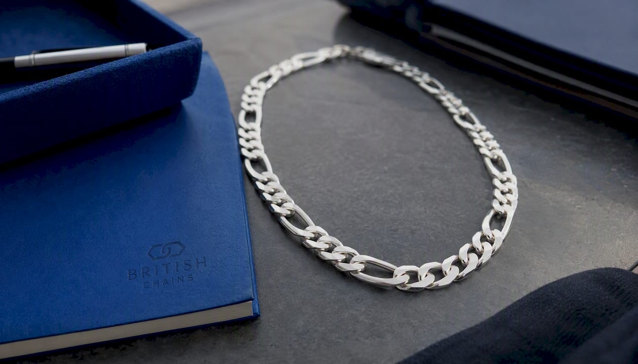 8mm Sterling Silver 925 Thick Figaro Chain Necklace | Polished Diamond Cut