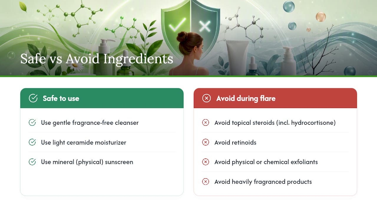 Ingredients to use or avoid during flare