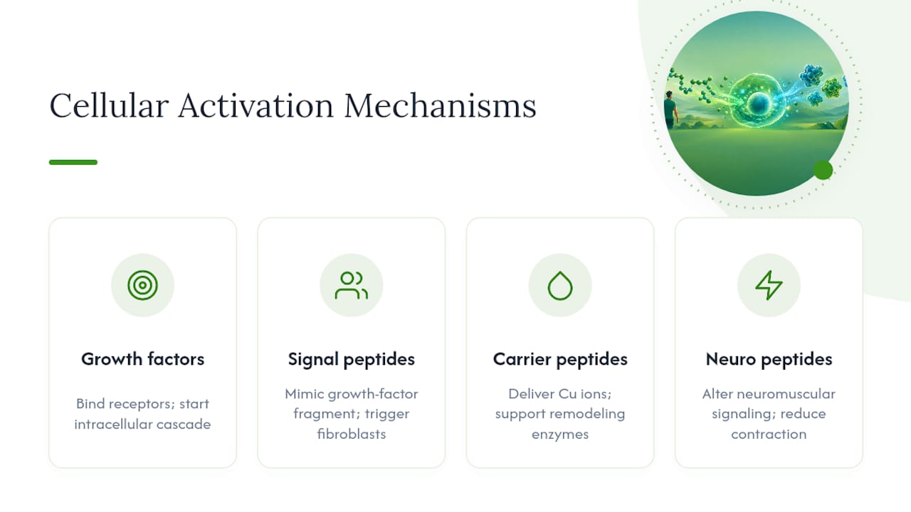 Comparison of peptide and growth-factor mechanisms