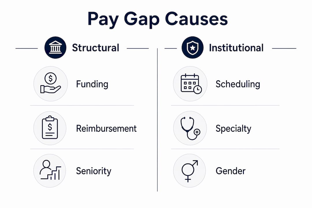 Infographic showing nursing pay gap causes